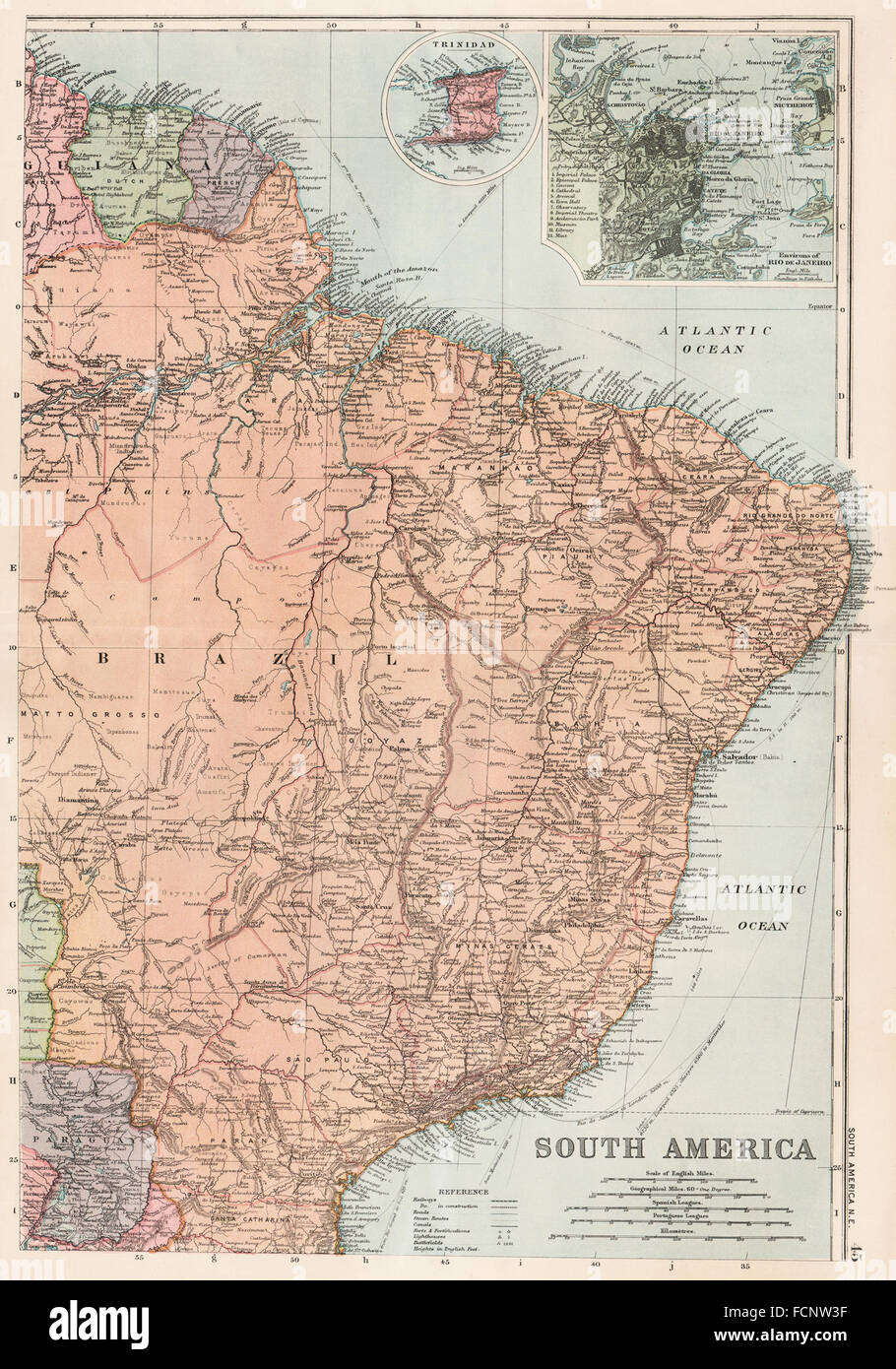 South America Ne Brazil Inset Rio De Janeiro Trinidad Bacon 13 Old Map Stock Photo Alamy
