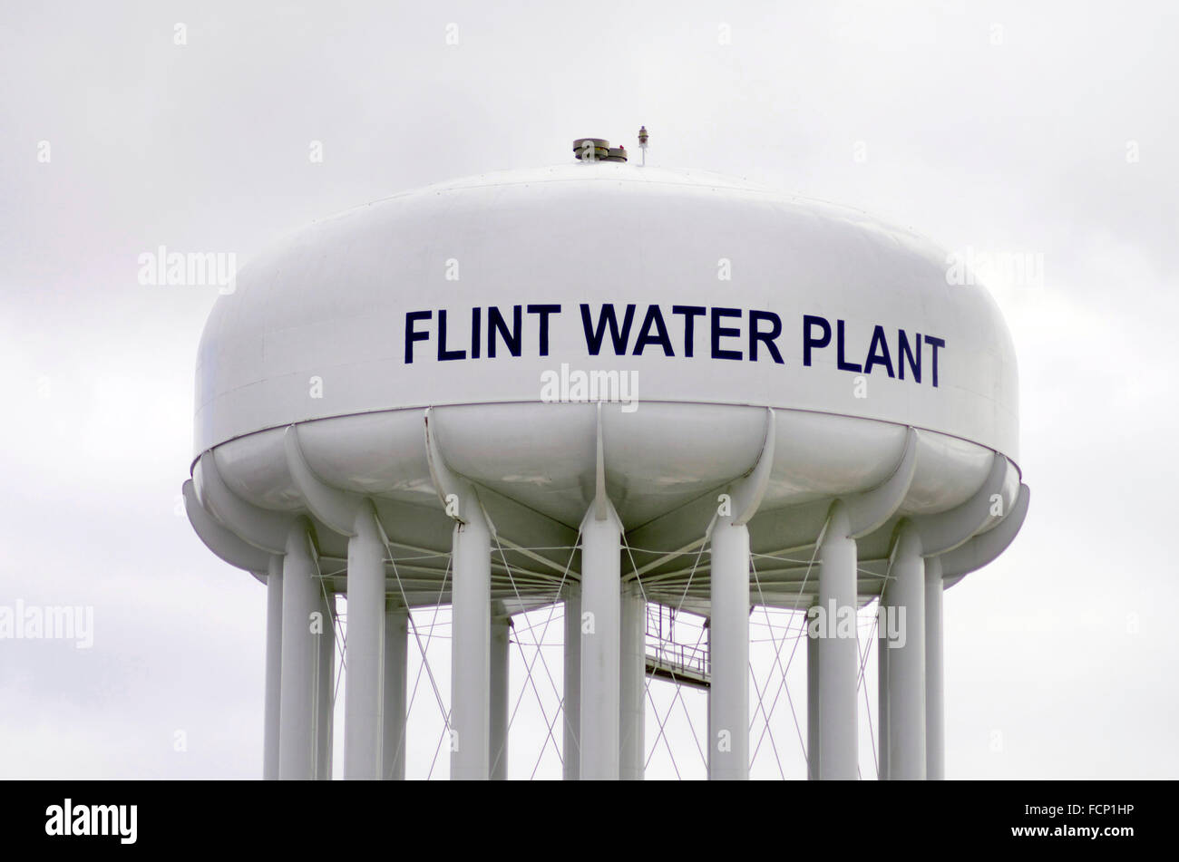 Flint Water Plant Tower Stock Photo