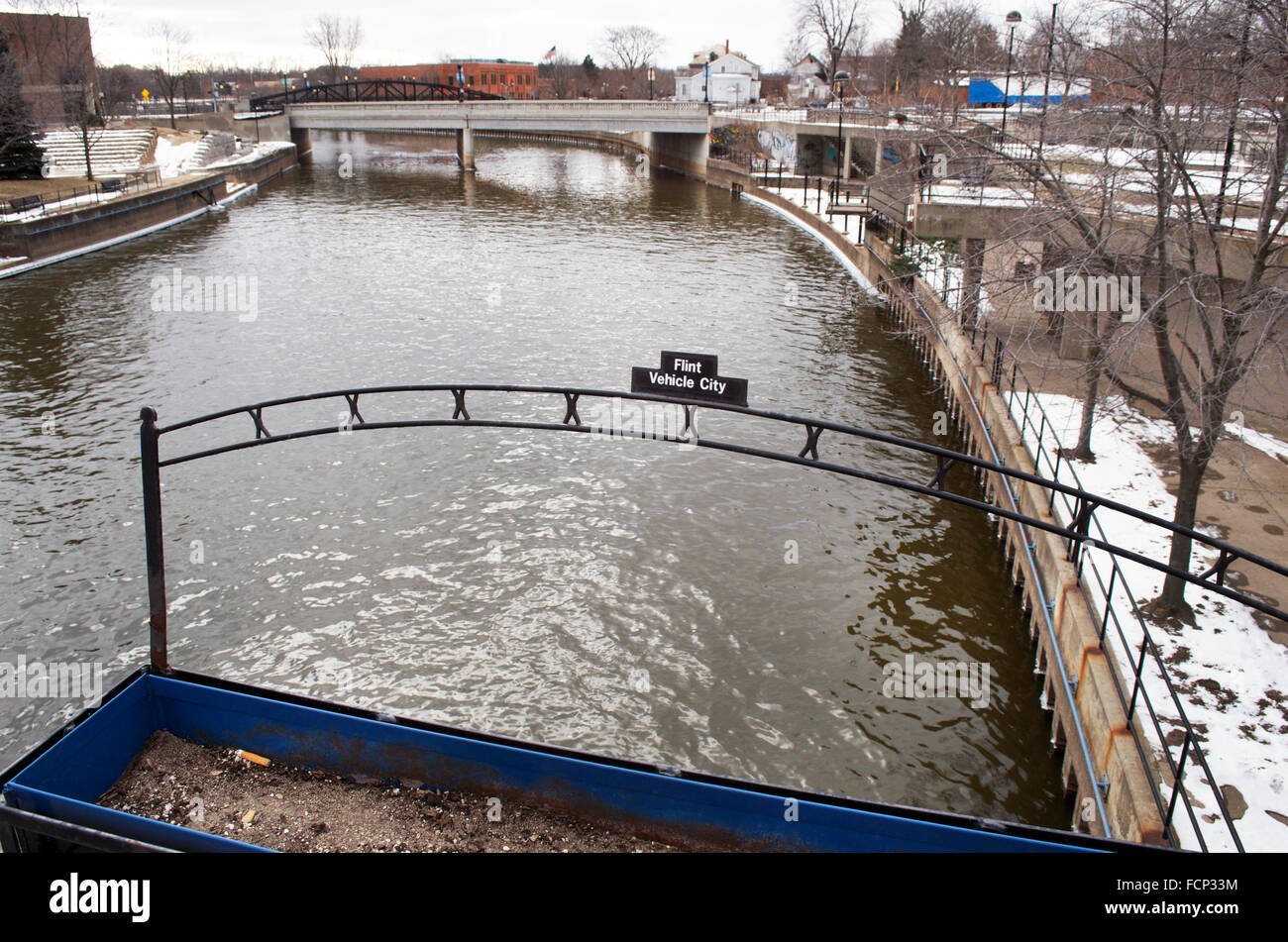 The Flint River in Downtown Flint, Michigan, USA Stock Photo - Alamy