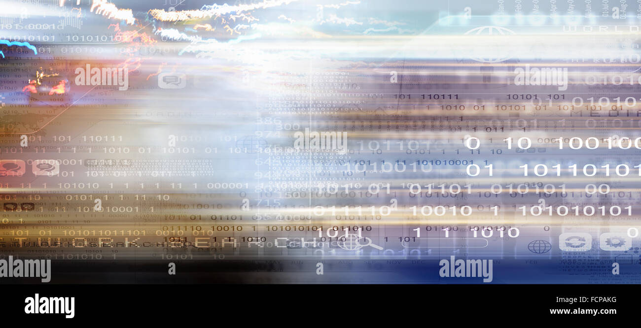 Background abstract image with binary code and icons Stock Photo - Alamy
