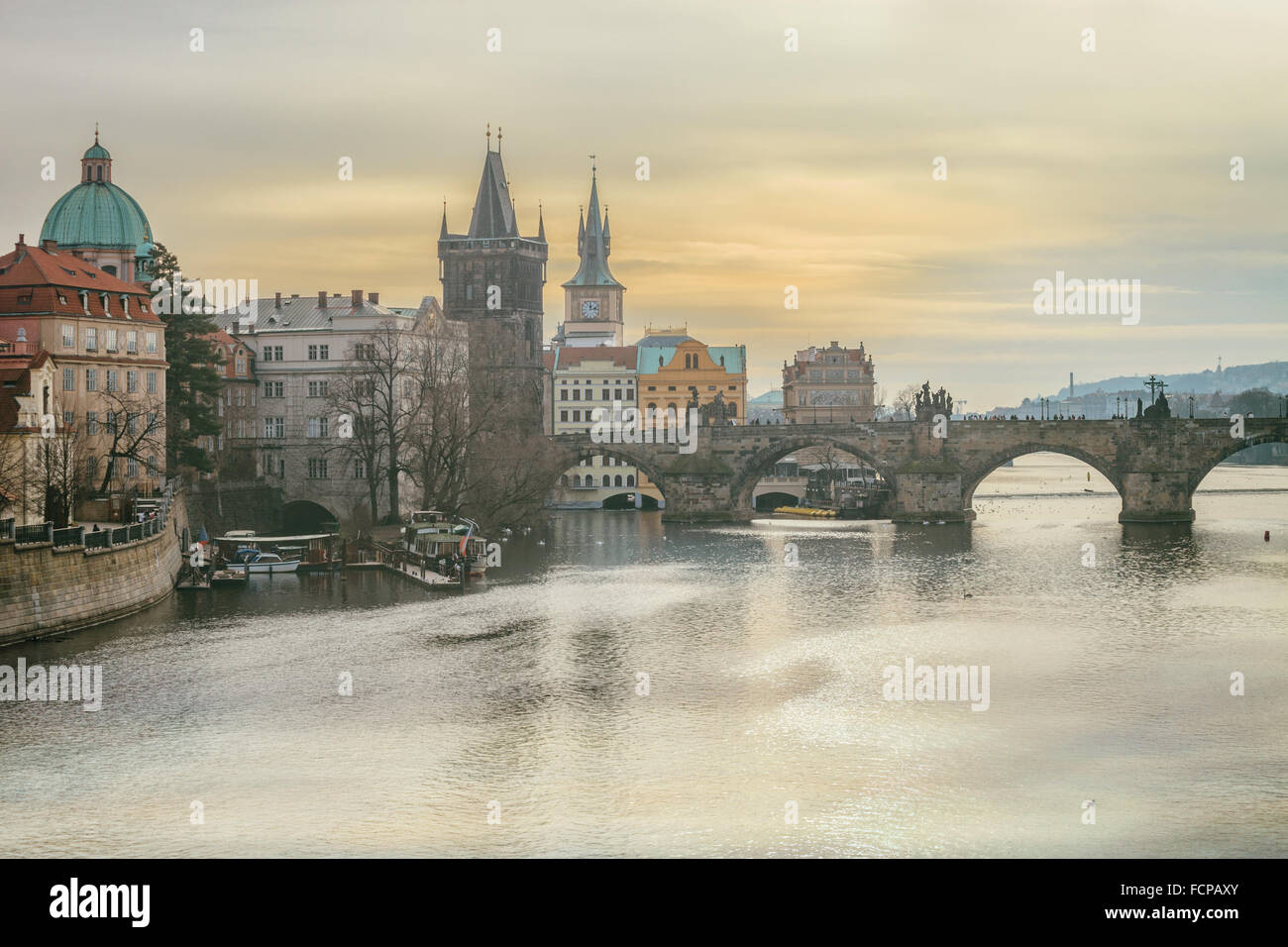 Landscape of quay in Prague Stock Photo