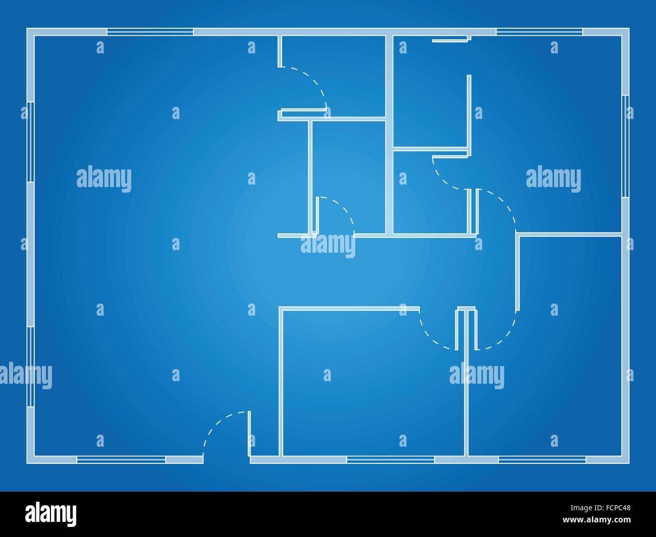House plan on a blueprint background. Stock Vector