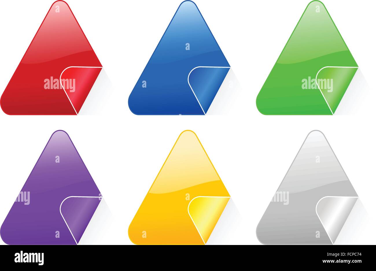 Color triangle stickers on a white background. Vector illustration. Stock Vector