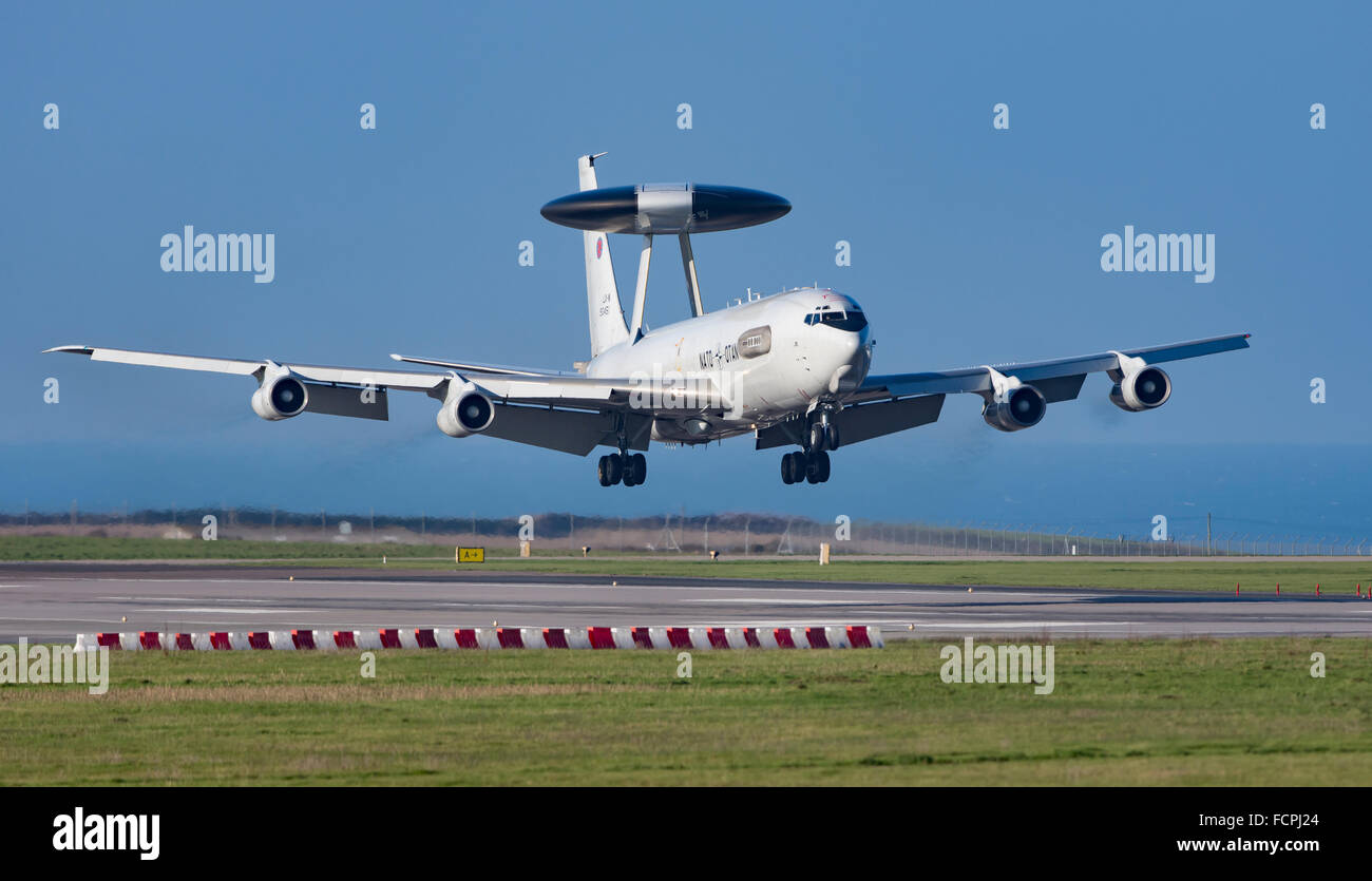 NATO E-3A Sentry in circuit at Newquay Airport/RAF ST Mawgan for about two hours on 20/1/2016 Stock Photo