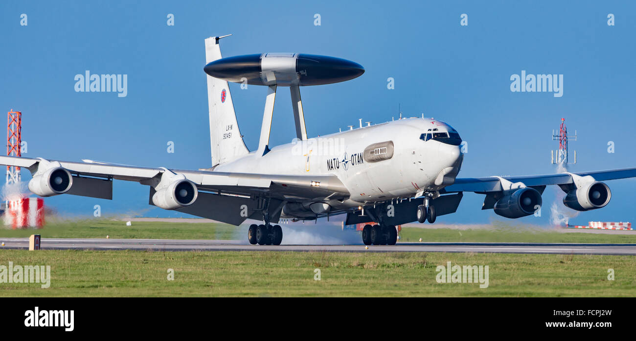 NATO E-3A Sentry in circuit at Newquay Airport/RAF ST Mawgan for about two hours on 20/1/2016 Stock Photo
