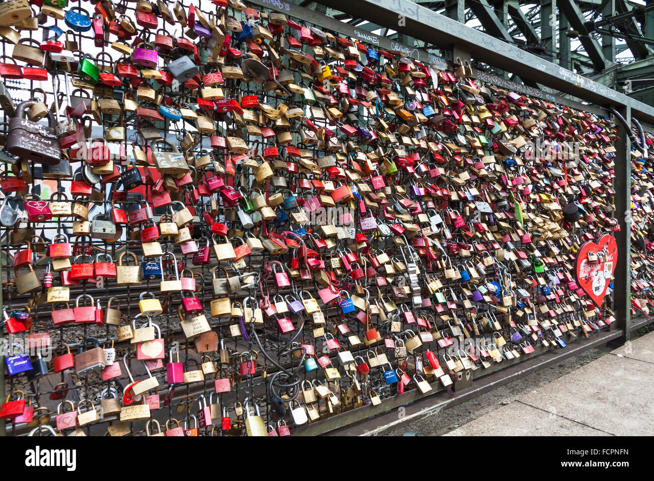 Hohenzollern Bridge with thousands of personal love padlocks, Cologne