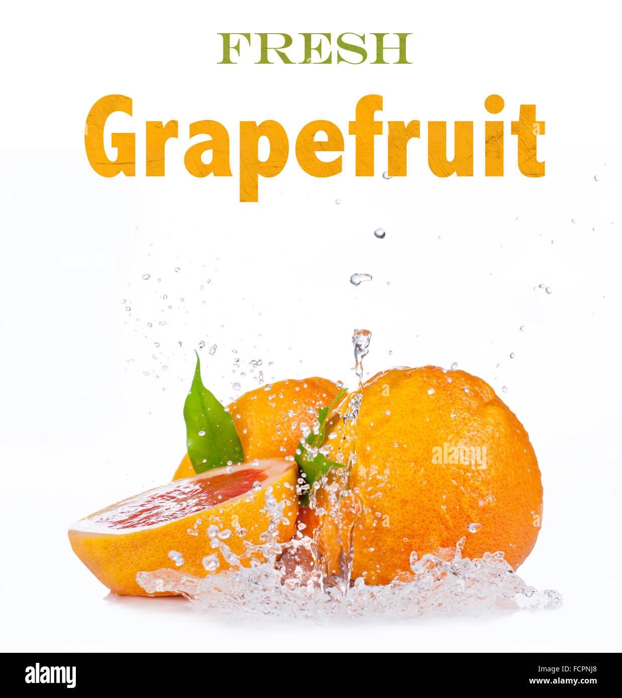 Fresh grapefruit in water splash on white Stock Photo Alamy