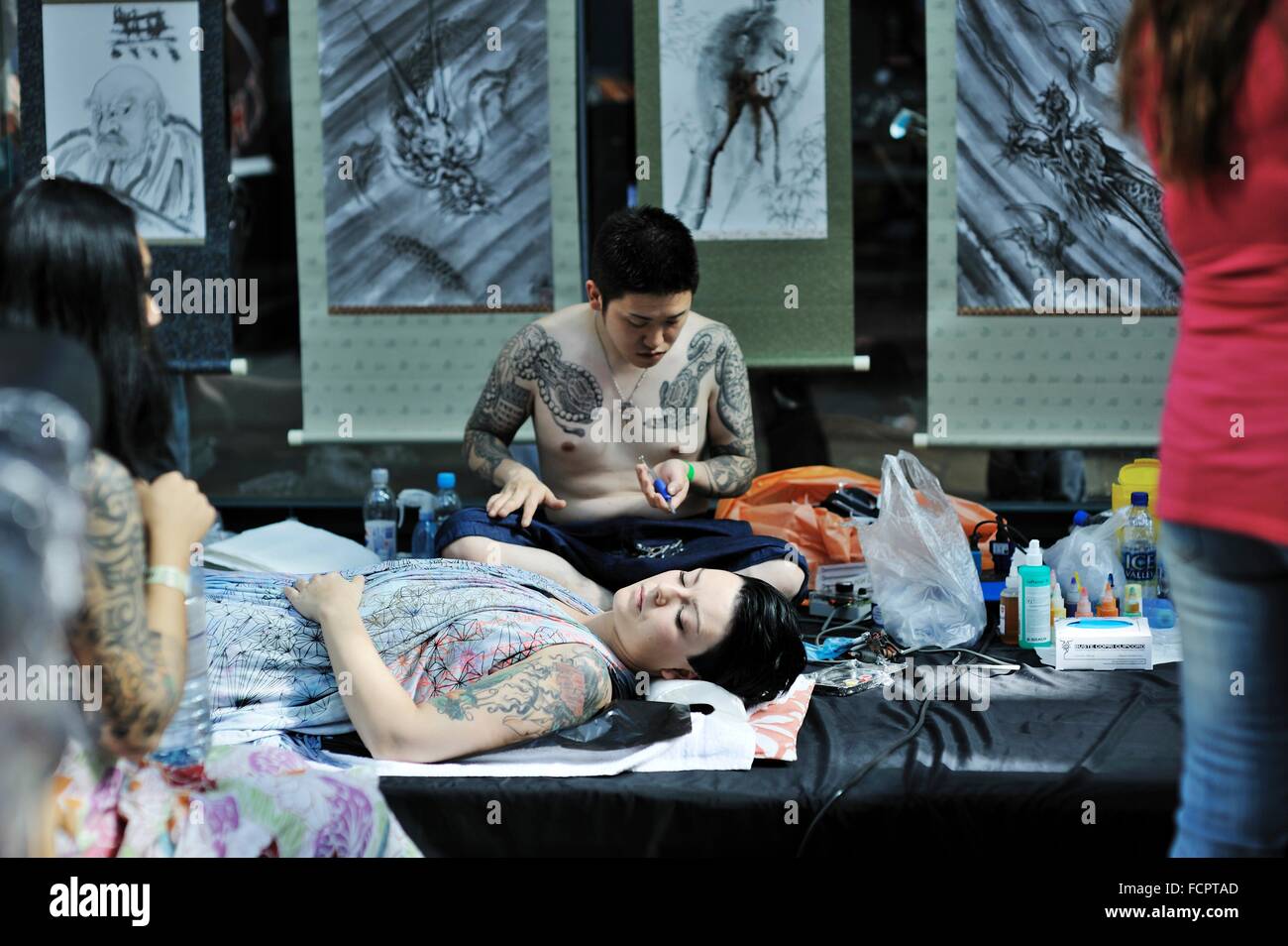 London Tattoo Convention at the Tobacco Dock Stock Photo