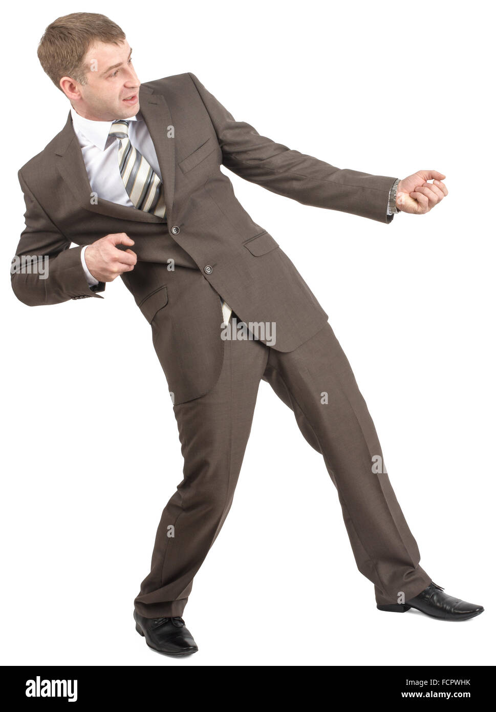 Teh Invisible Rope Businessman pulling invisible rope Stock Photo - Alamy
