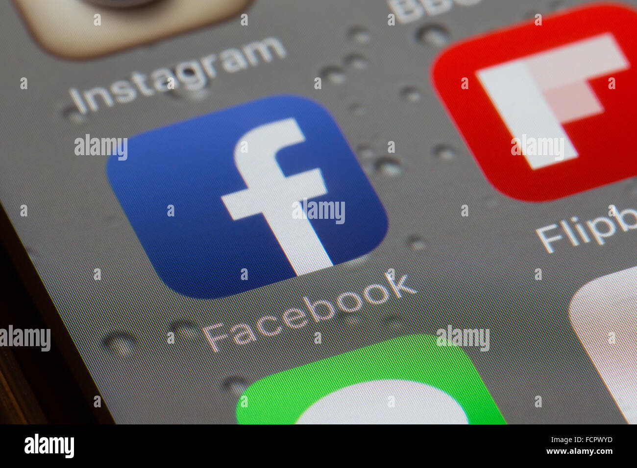 Facebook app icon on an iphone 6 screen Stock Photo