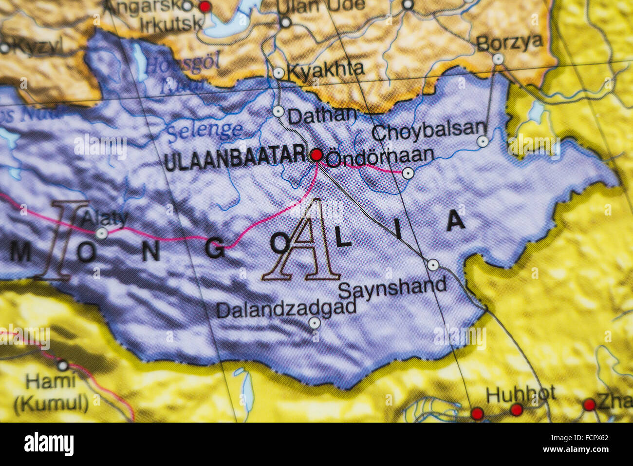 Capital Of Mongolia Map Photo Of A Map Of Mongolia And The Capital Ulaanbaatar Stock Photo - Alamy
