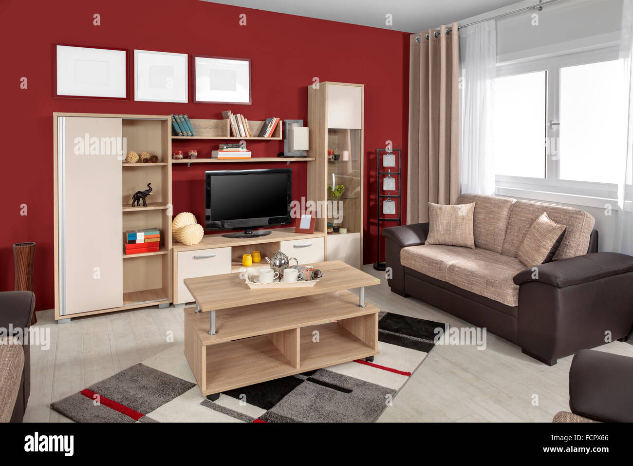 Interior of a modern living room in color Stock Photo