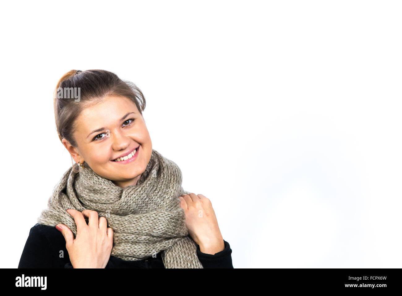 portrait of pretty girl, wearing scarf Stock Photo Alamy
