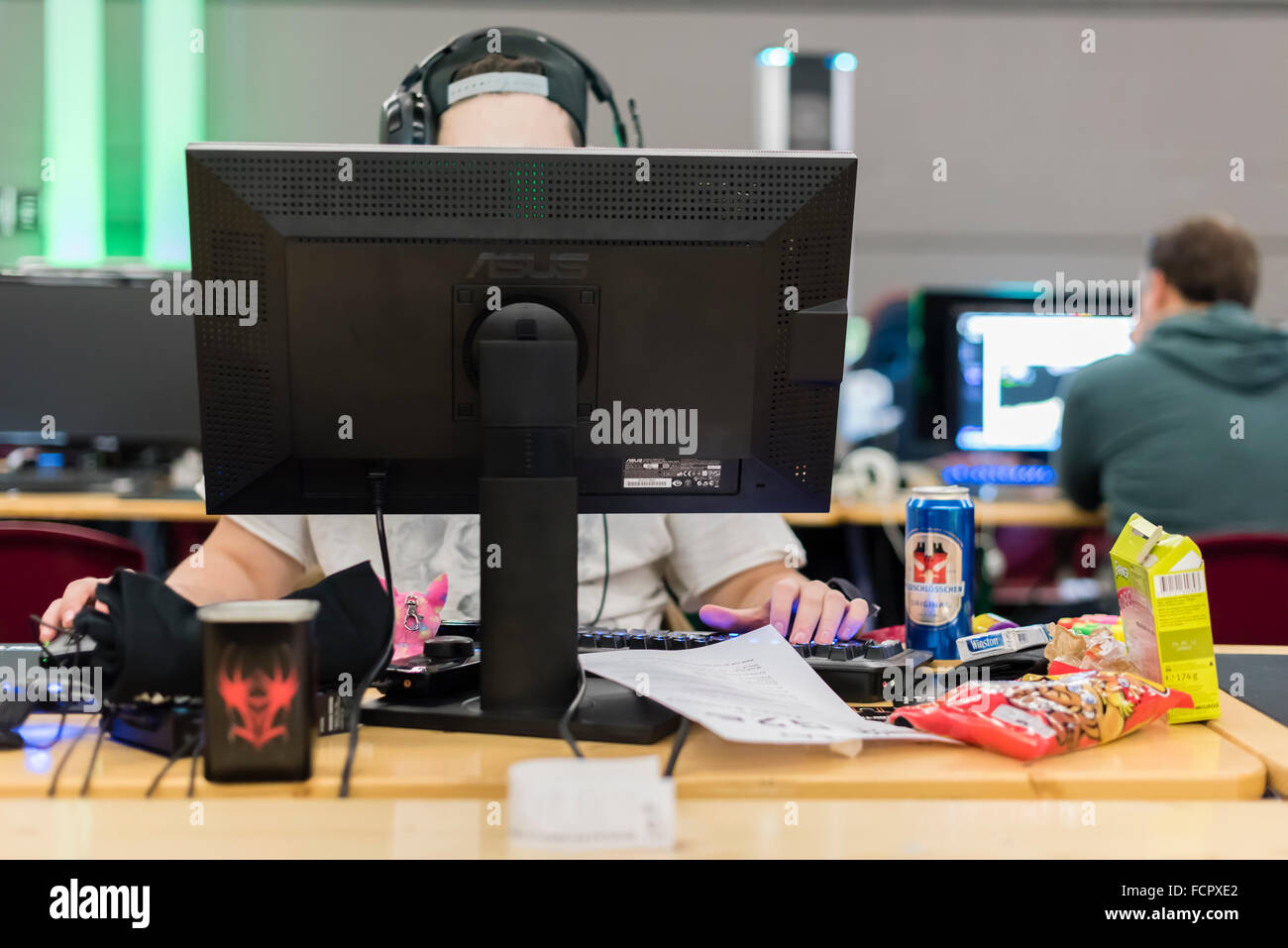 Messy Computer Desk Food Stock Photos Messy Computer Desk Food