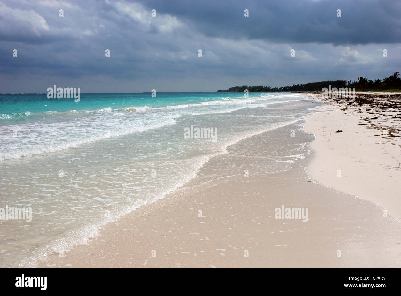 Deserted white sand beach in Sian Ka'an biosphere reserve, Quintana Roo, Mexico Stock Photo