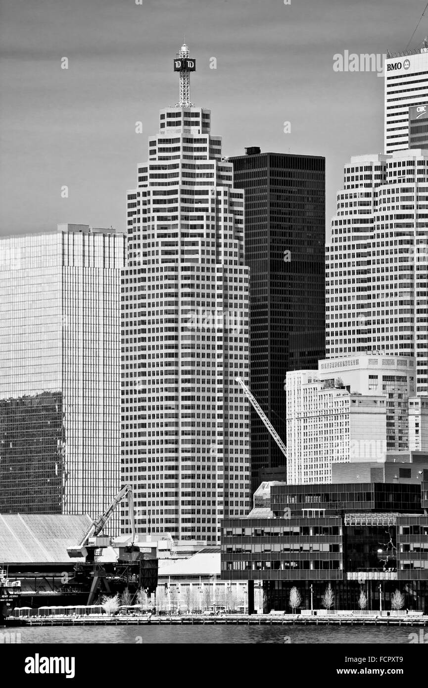 Toronto downtown. Bay Street banking district: Royal Bank Plaza, Brookfield Place, Toronto dominion and CIBC Stock Photo