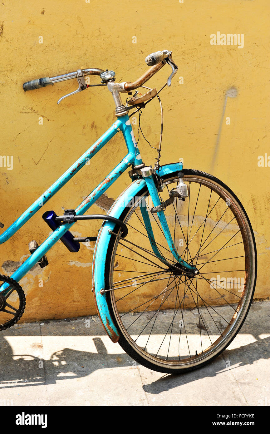 Florence Tuscany. A vintage colors bike turquoise with his own
