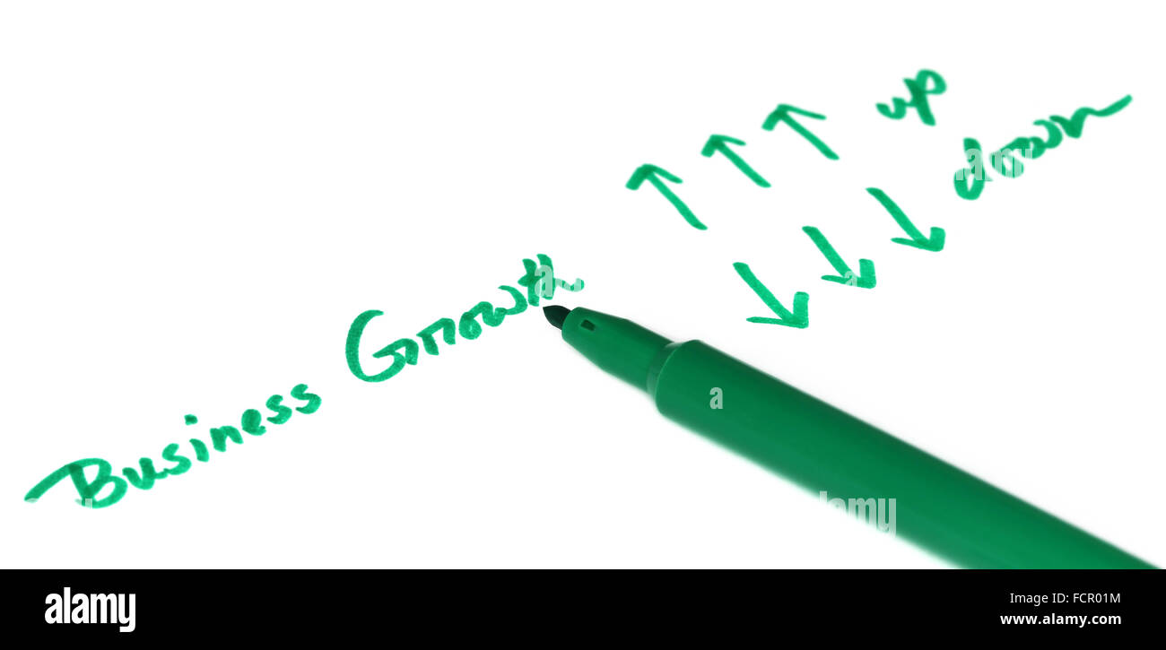 Business growth concept with green signature pen Stock Photo