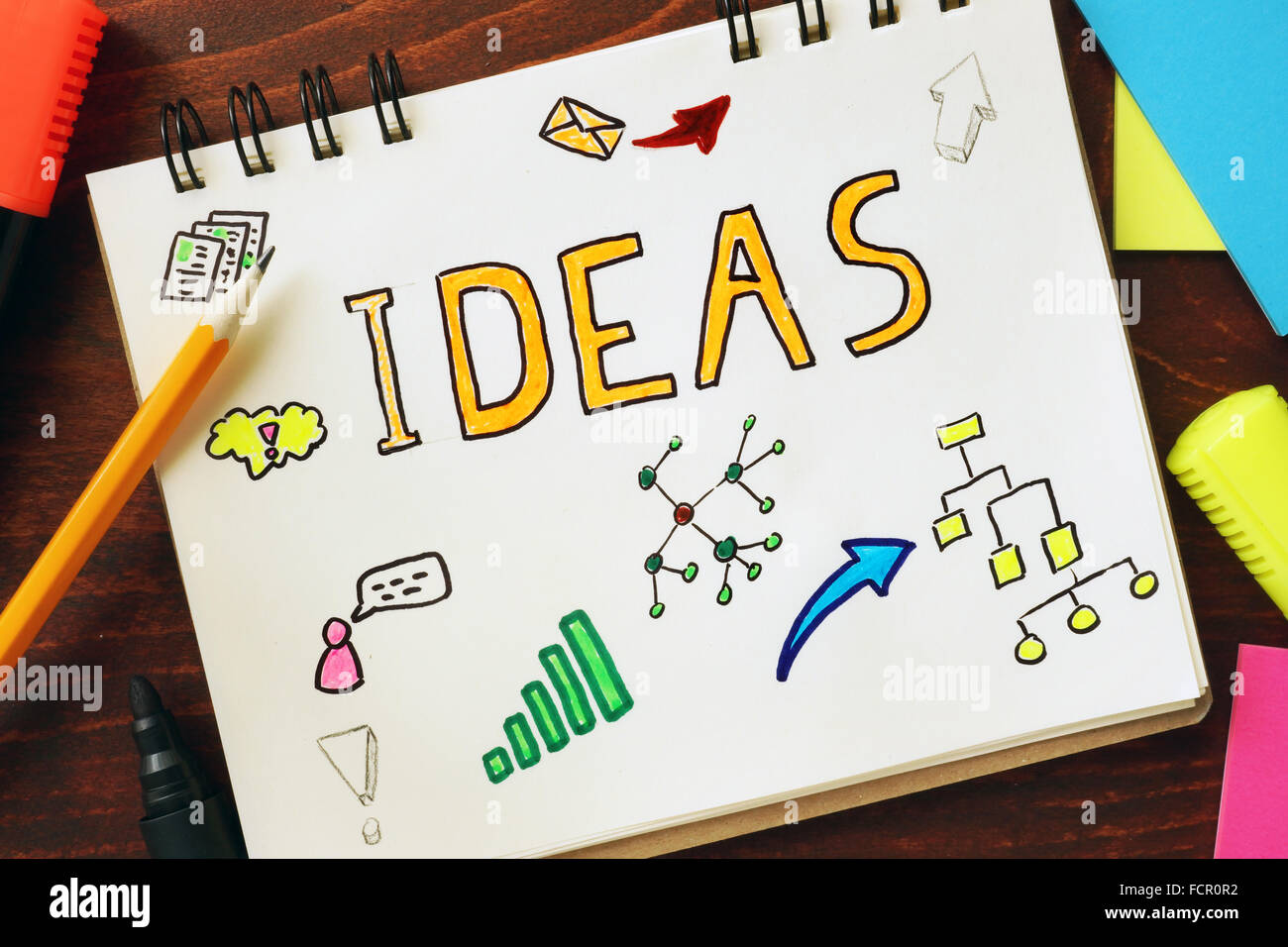 Notepad with ideas. Inspiration concept Stock Photo