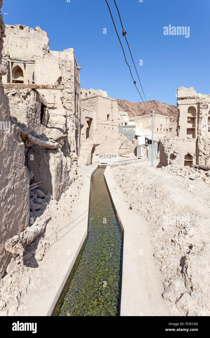 Aflaj Irrigation System in an old omani village. Oman, Middle East Stock Photo