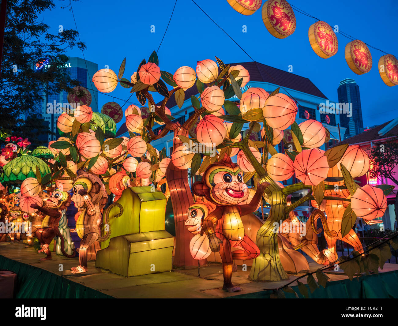 Chinese new year lights  2016 - The years of the monkey Stock Photo