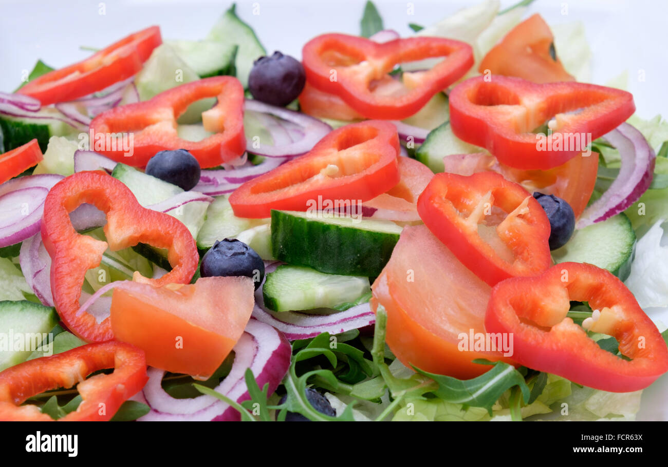 Red salad with peppers and onion Stock Photo