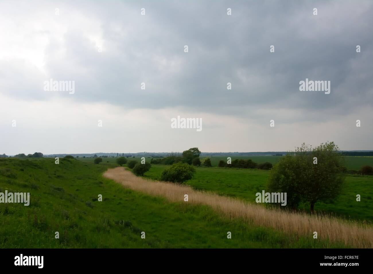 Thurlby fen slipe nature reserve. A view over nature reserves and farmland of the Lincolnshire fens Stock Photo