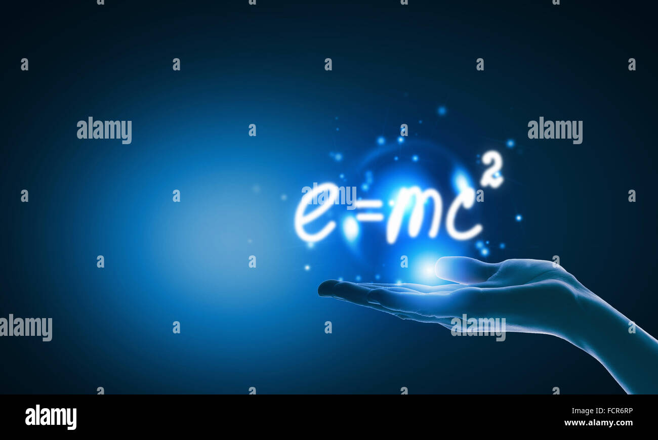 Close up of hand holding science formula icon Stock Photo Alamy