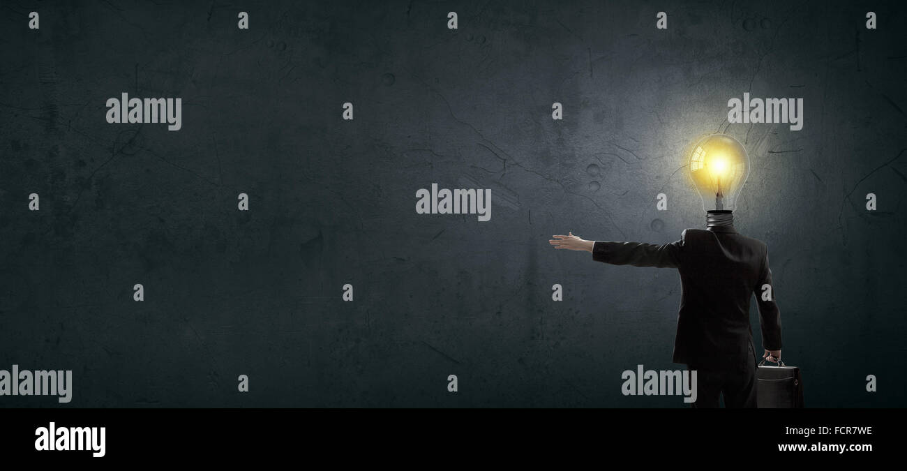 Idea concept with businessman and light bulb instead of his head Stock ...