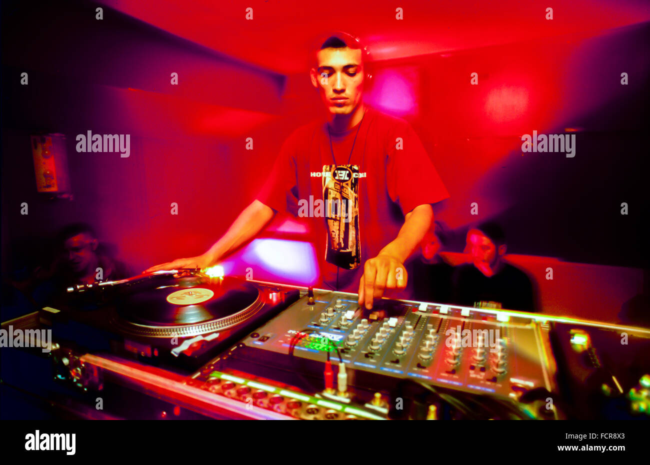 Paris, France, French Young Man D.J. Spinning Techno Music in