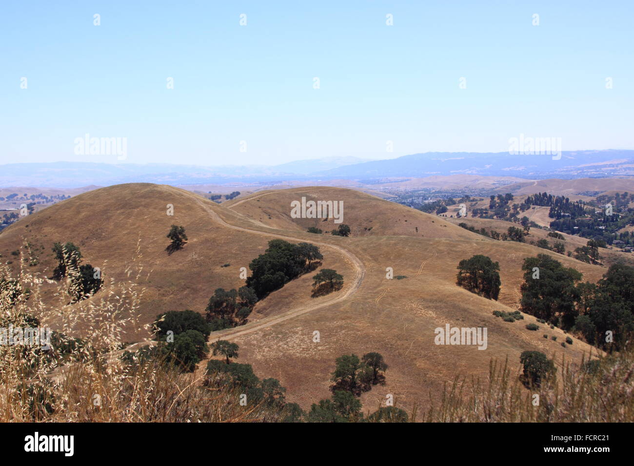 View from Mt Diablo of the mountains in hills of the San Francisco Bay Area, California Stock Photo