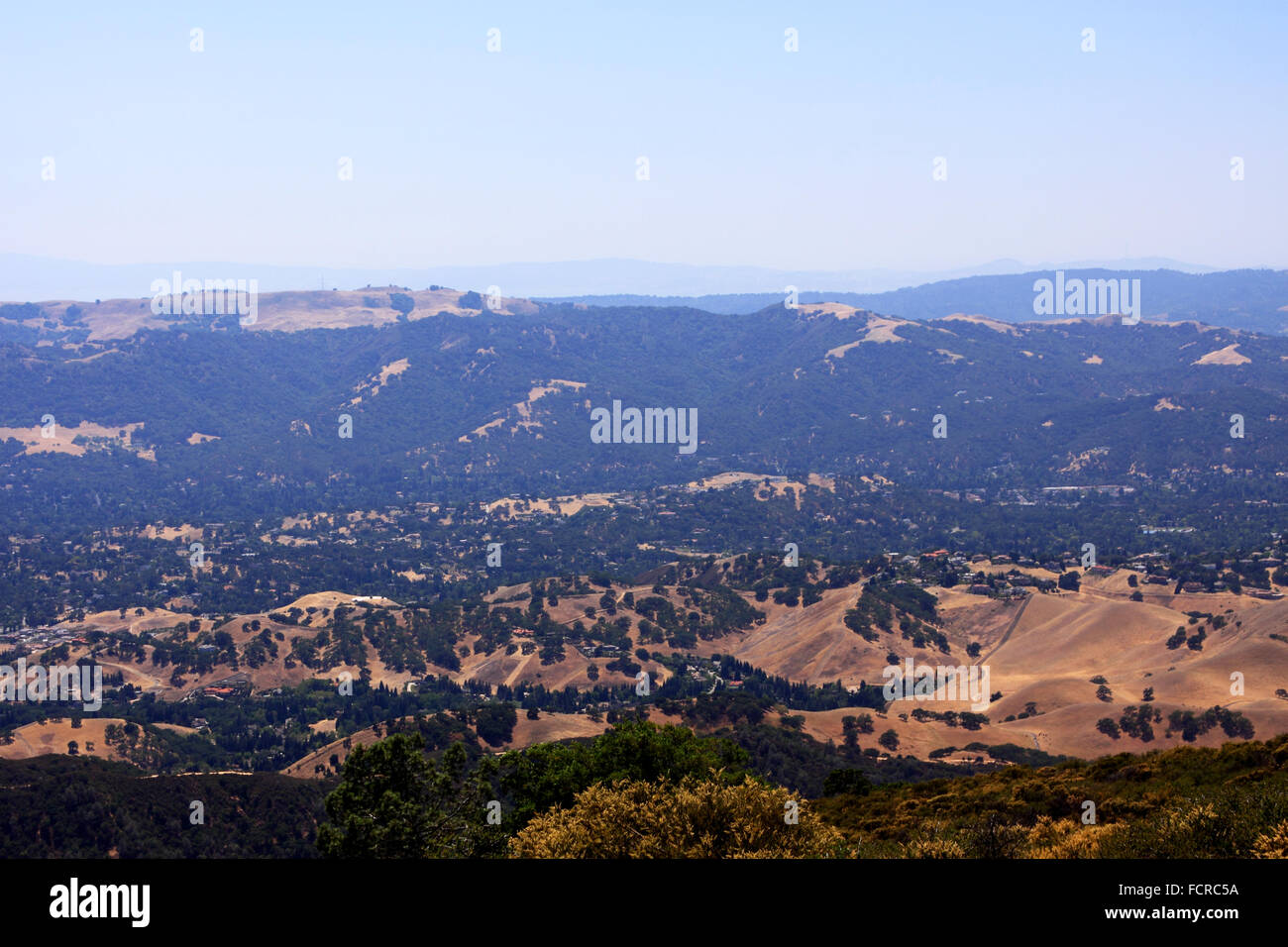 View from Mt Diablo of the mountains in hills of the San Francisco Bay ...