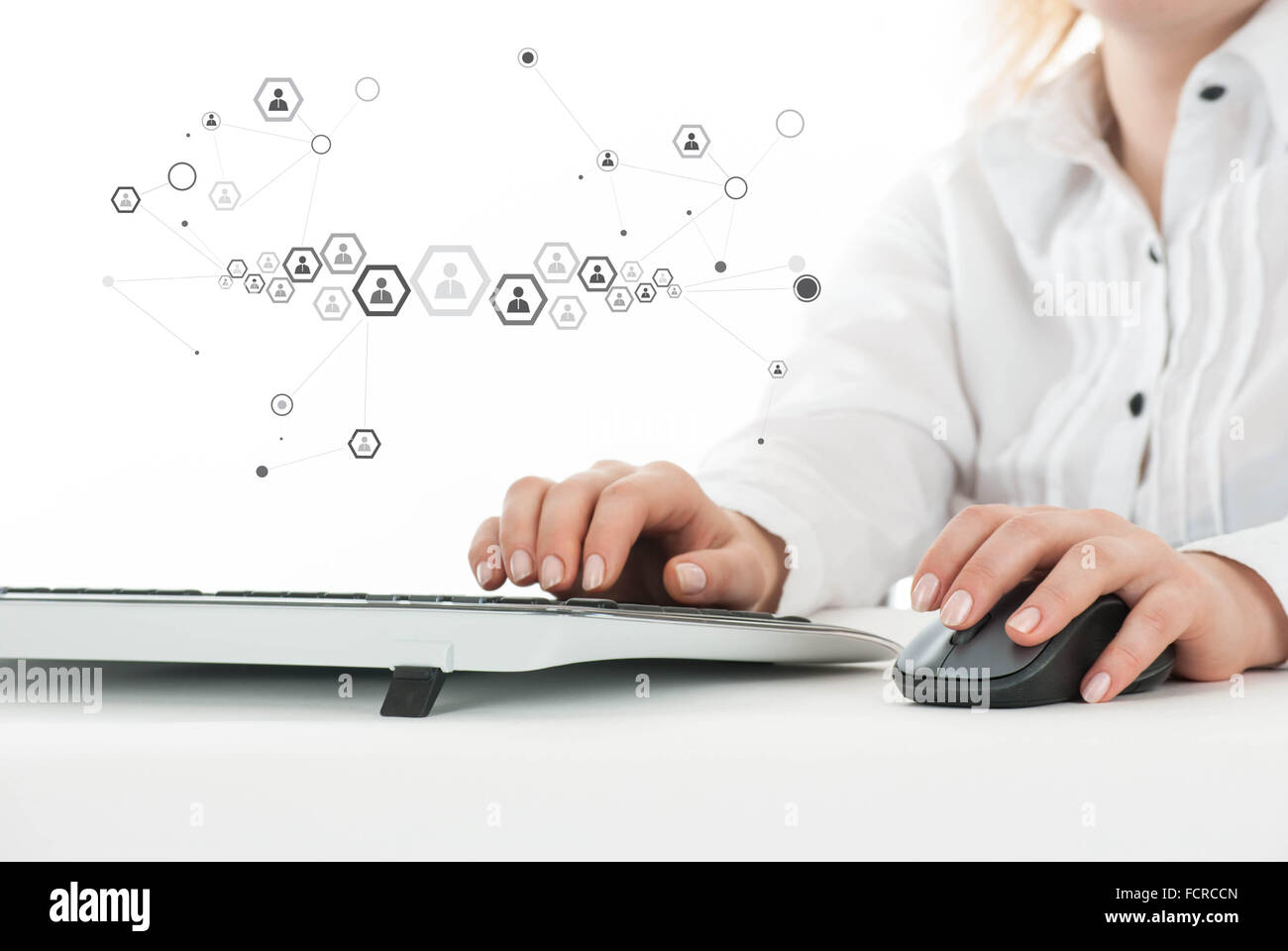 Business concept, woman working on computer Stock Photo