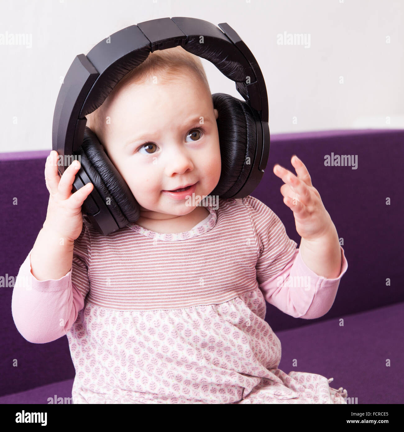 Child with headphones Stock Photo Alamy