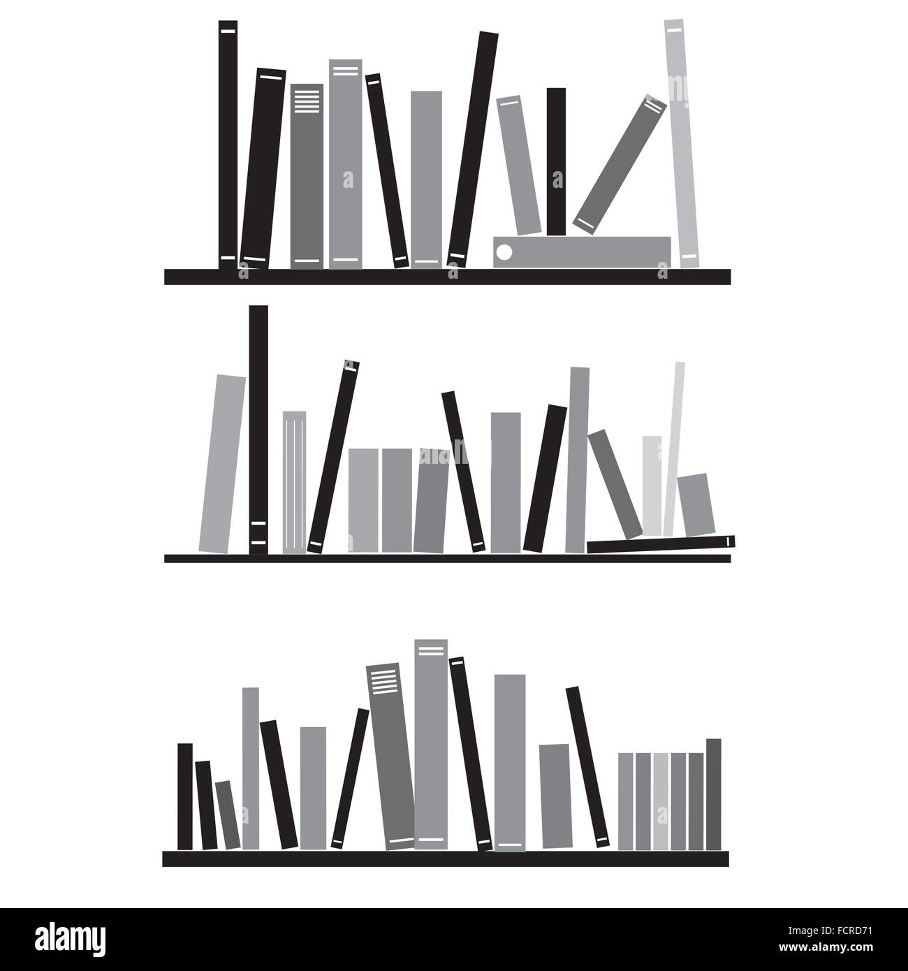 Books on the shelves Stock Vector