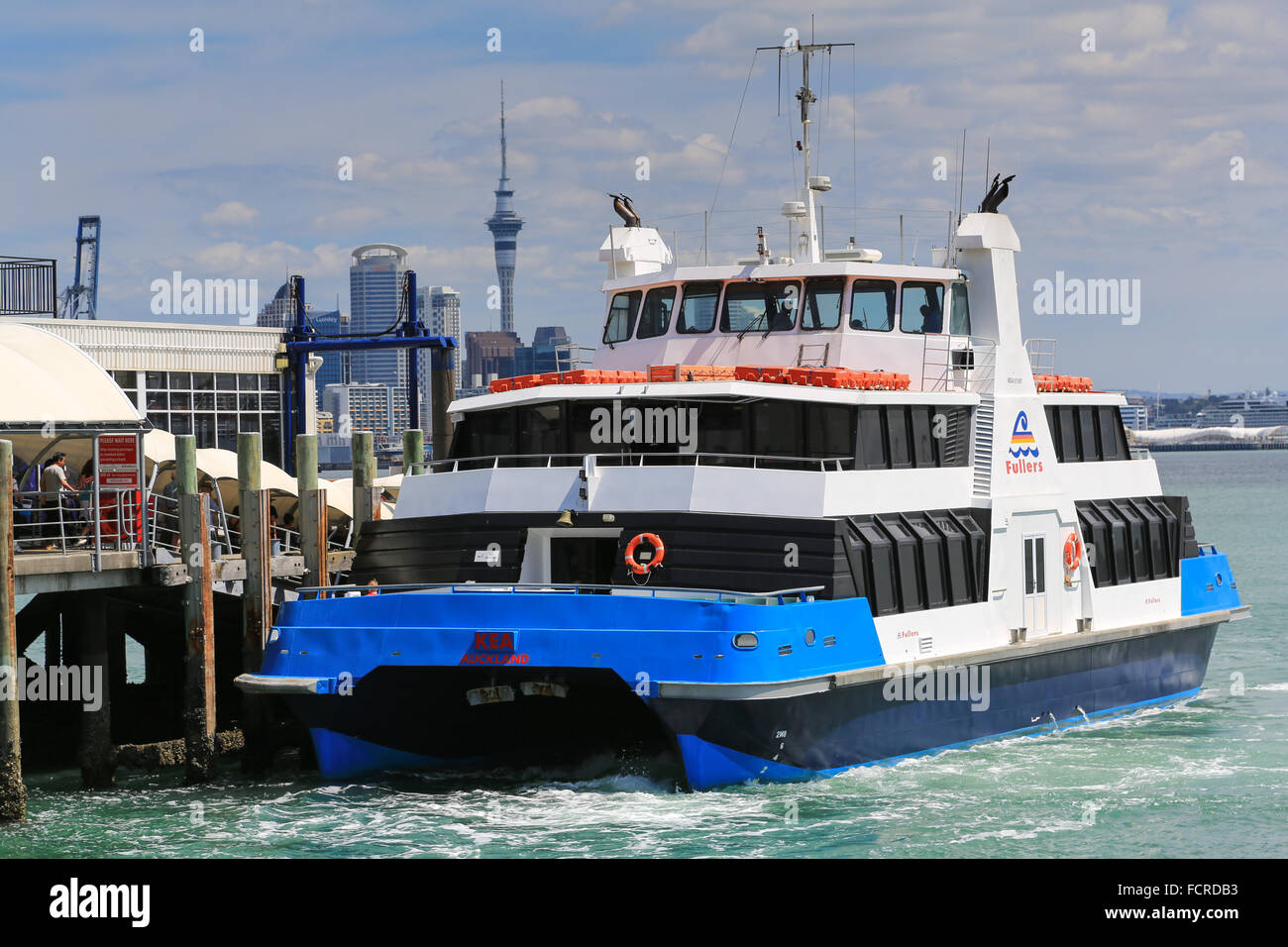 Fullers KEA harbour ferry at the Devonport Ferry Terminal, Auckland, New Zealand. Stock Photo