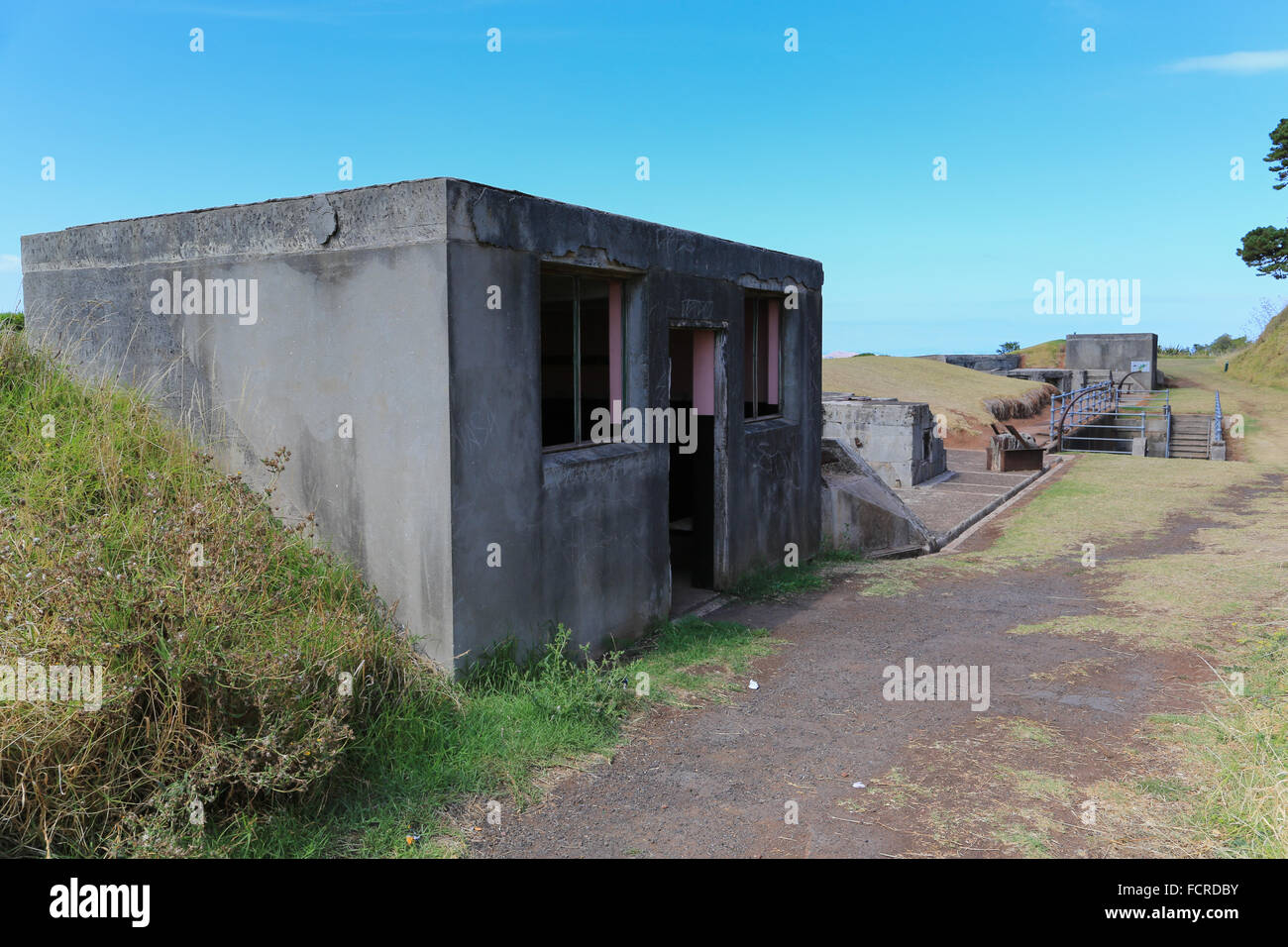 6-Inch Mk VII Battery at  North Head, Hauraki Gulf Maritime Park at Devonport, Auckland, New Zealand. Stock Photo
