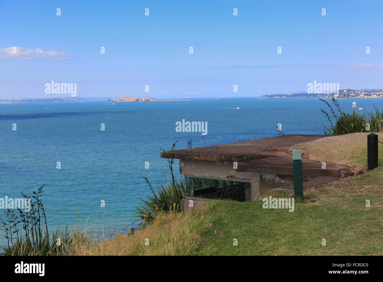 4-Inch Battery Observation Point at  North Head, Hauraki Gulf Maritime Park at Devonport, Auckland, New Zealand. Stock Photo