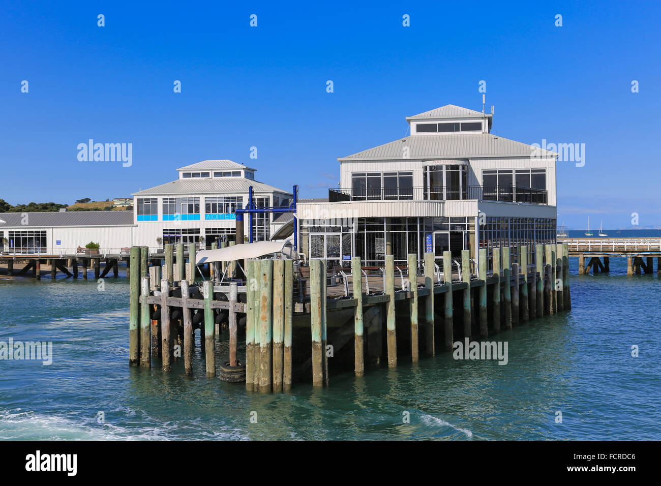Leaving the Devonport Ferry Terminal on a sunny day at Devonport, Auckland, New Zealand. Stock Photo