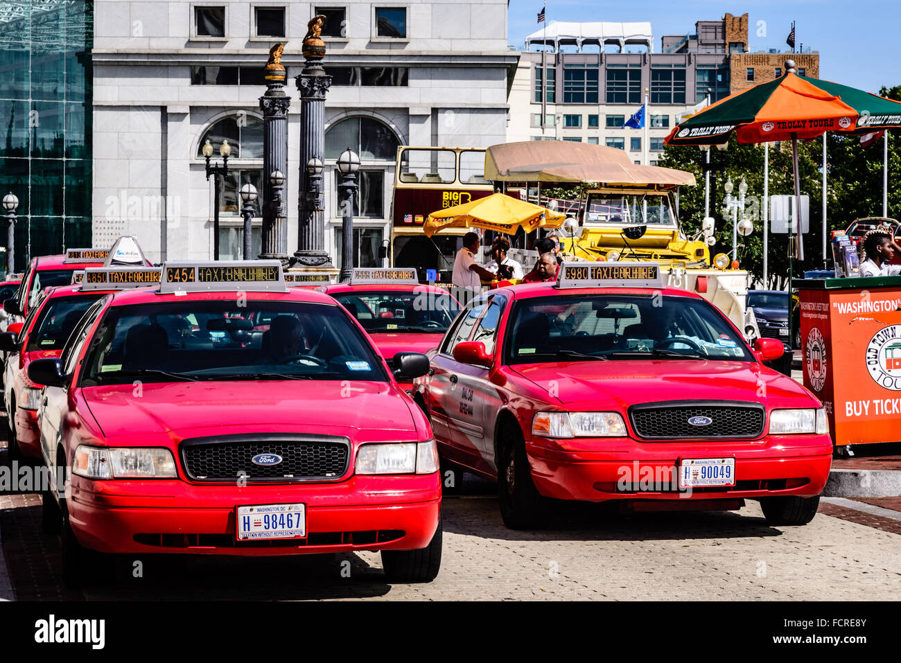 DC Taxicabs in new uniform livery, Union Station, Washington DC Stock Photo