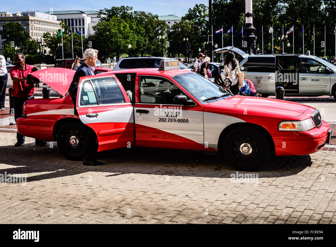 DC Taxicabs in new uniform livery, Union Station, Washington DC Stock Photo