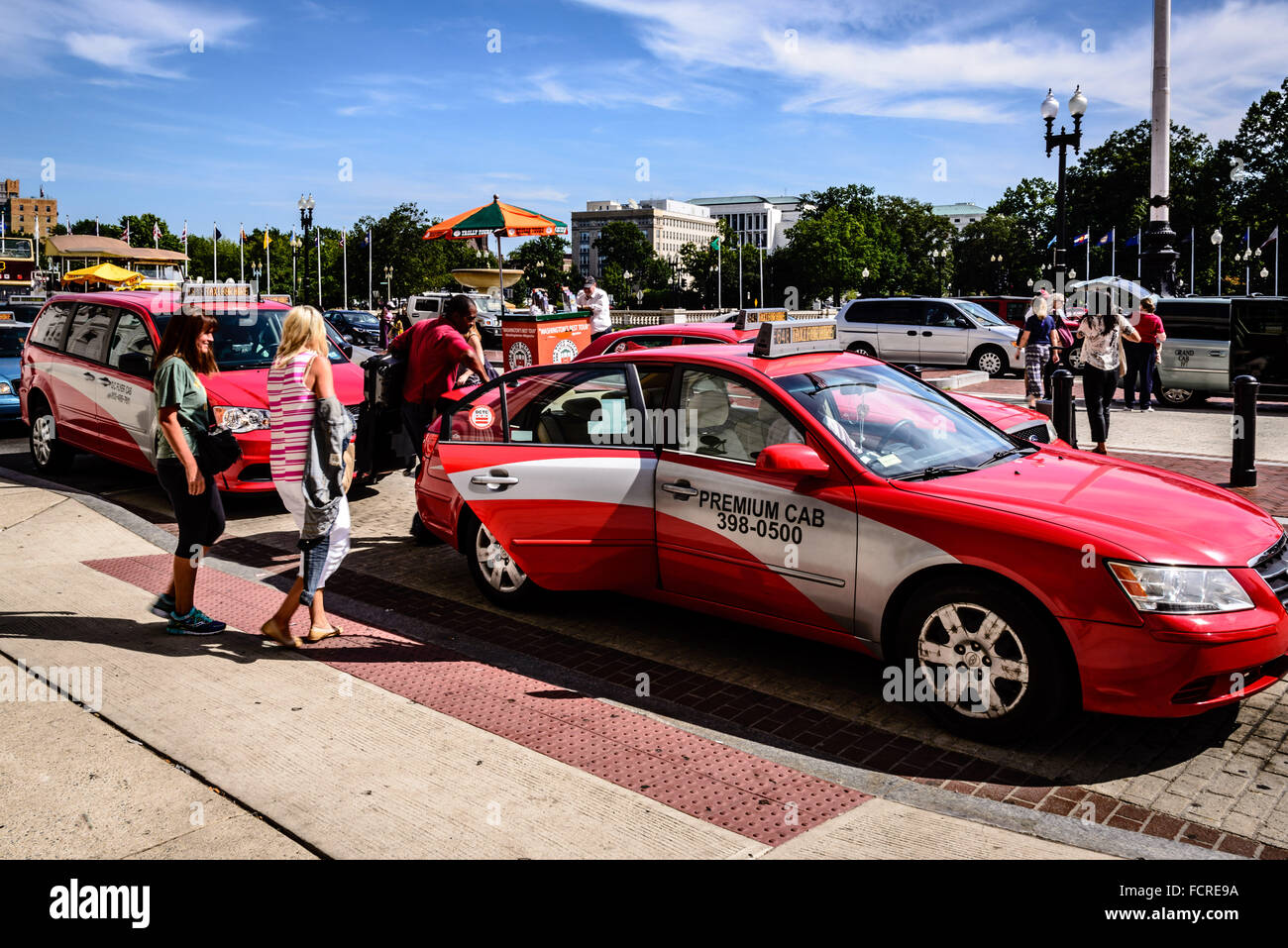 DC Taxicabs in new uniform livery, Union Station, Washington DC Stock Photo