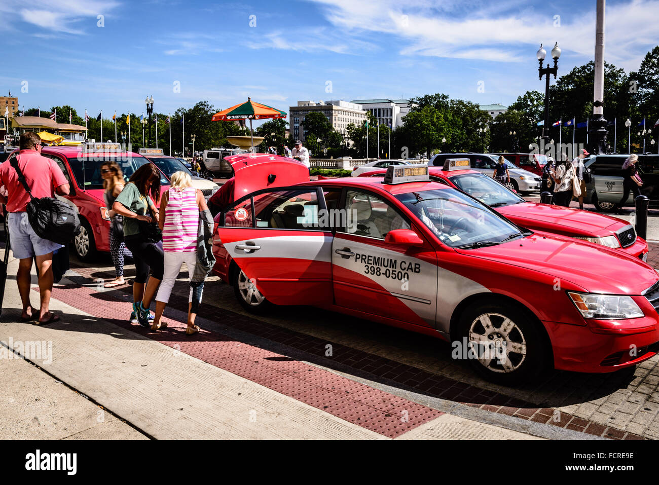 DC Taxicabs in new uniform livery, Union Station, Washington DC Stock Photo