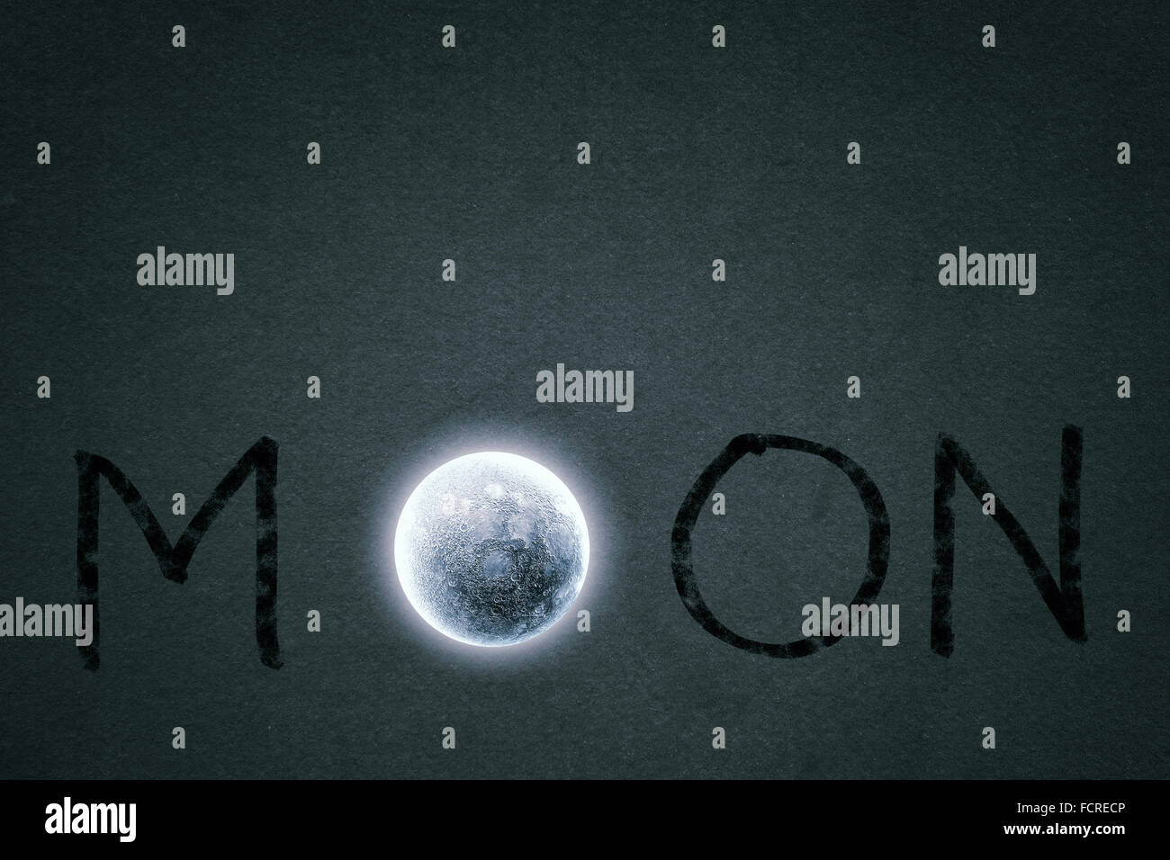 Word moon with moon instead of one letter Stock Photo Alamy