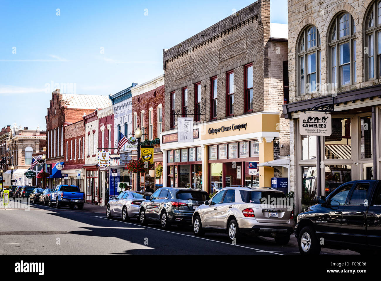 Restaurants and Shops on East Davis Street, Culpeper, Virginia Stock Photo