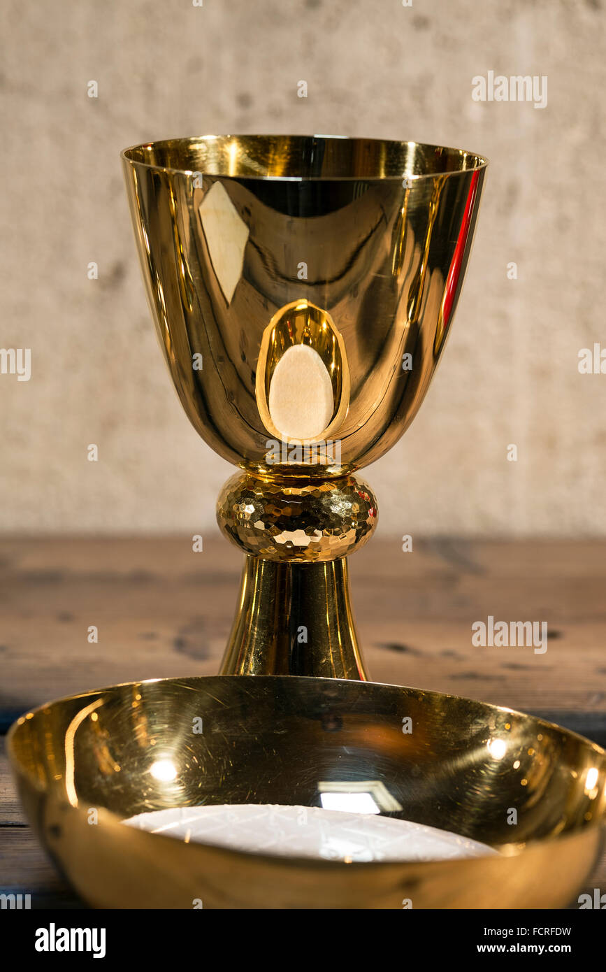 Sacristy preparation for the celebration of a catholic mass. Stock Photo