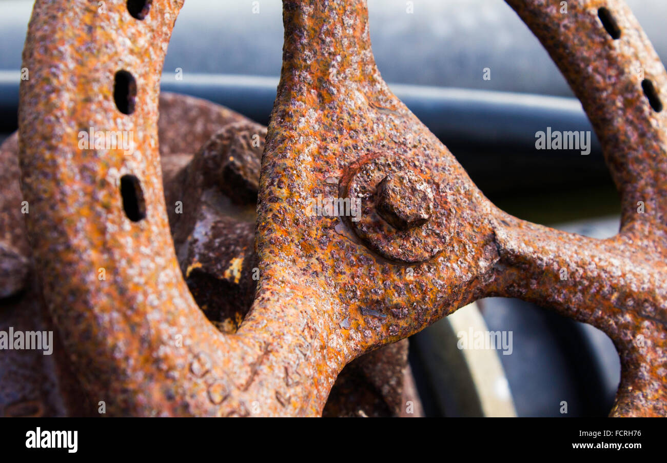 Rusty Wheel from Southend Pier Railway Stock Photo