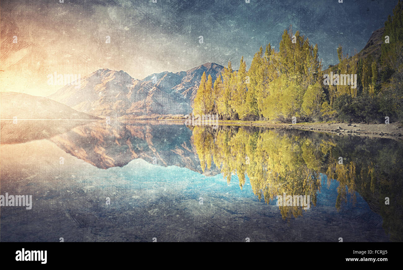 Natural beautiful landscape of mountain lake and forest Stock Photo - Alamy