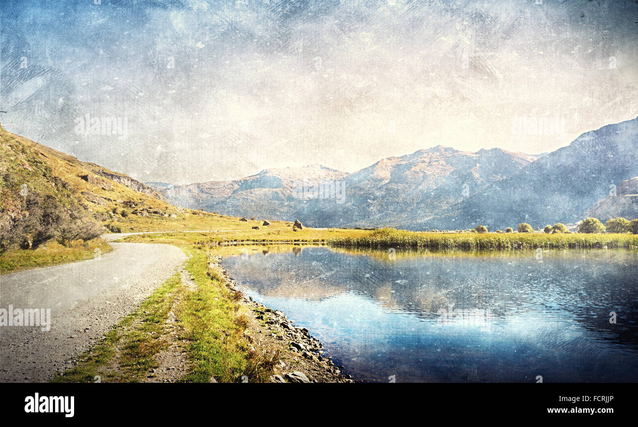 Natural beautiful landscape of mountain lake and forest Stock Photo - Alamy