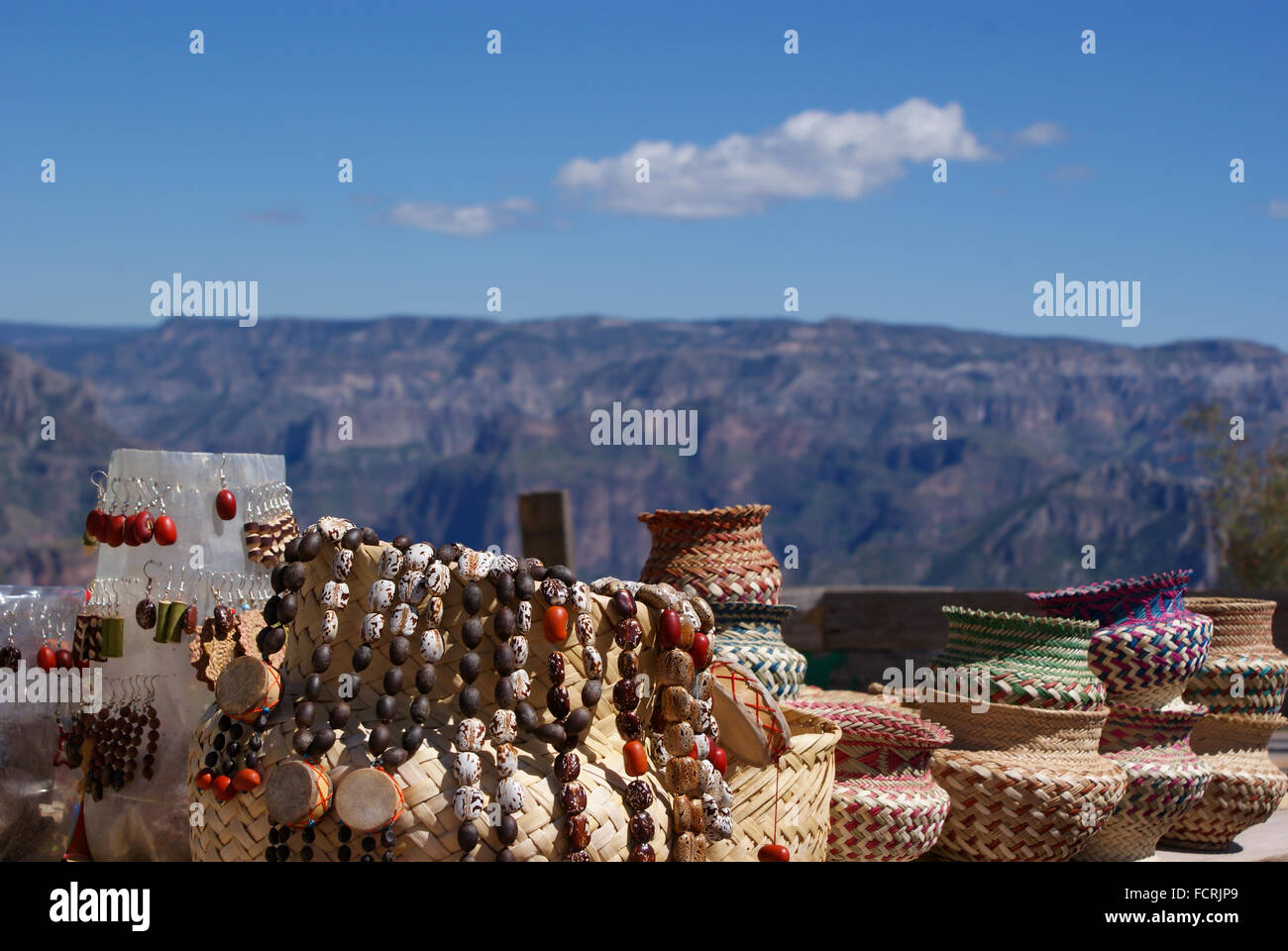 Tarahumara made souvenirs sold in the Copper Canyons, Chihuahua, Mexico Stock Photo